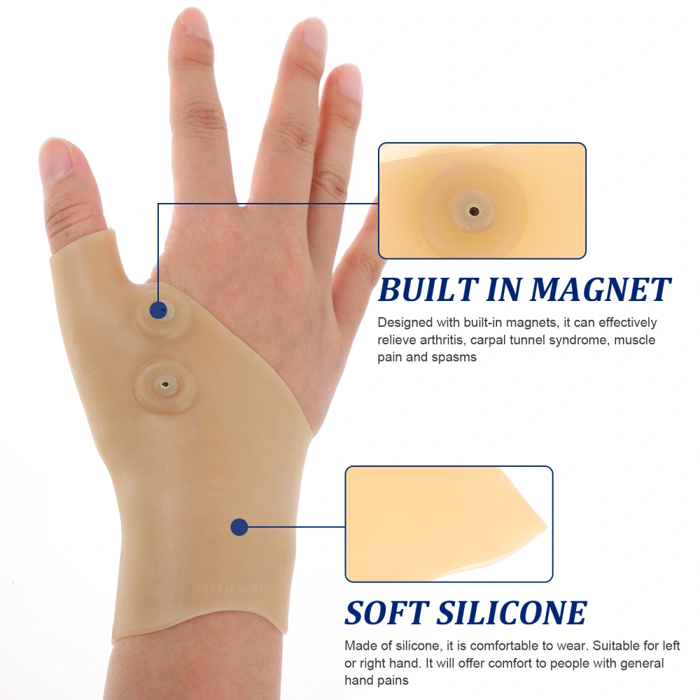 2Pcs Magnetic Therapy Gloves Silicone Wrist Support Braces with Thumb Hole (Complexion)