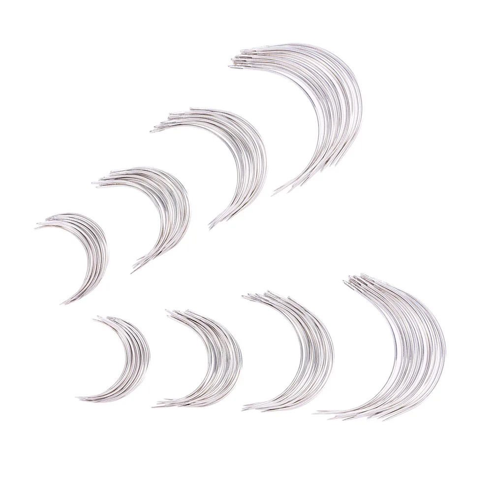 96pcs Stainless Steel Curved Needles C Type Weaving Needle Hand Sewing Needles