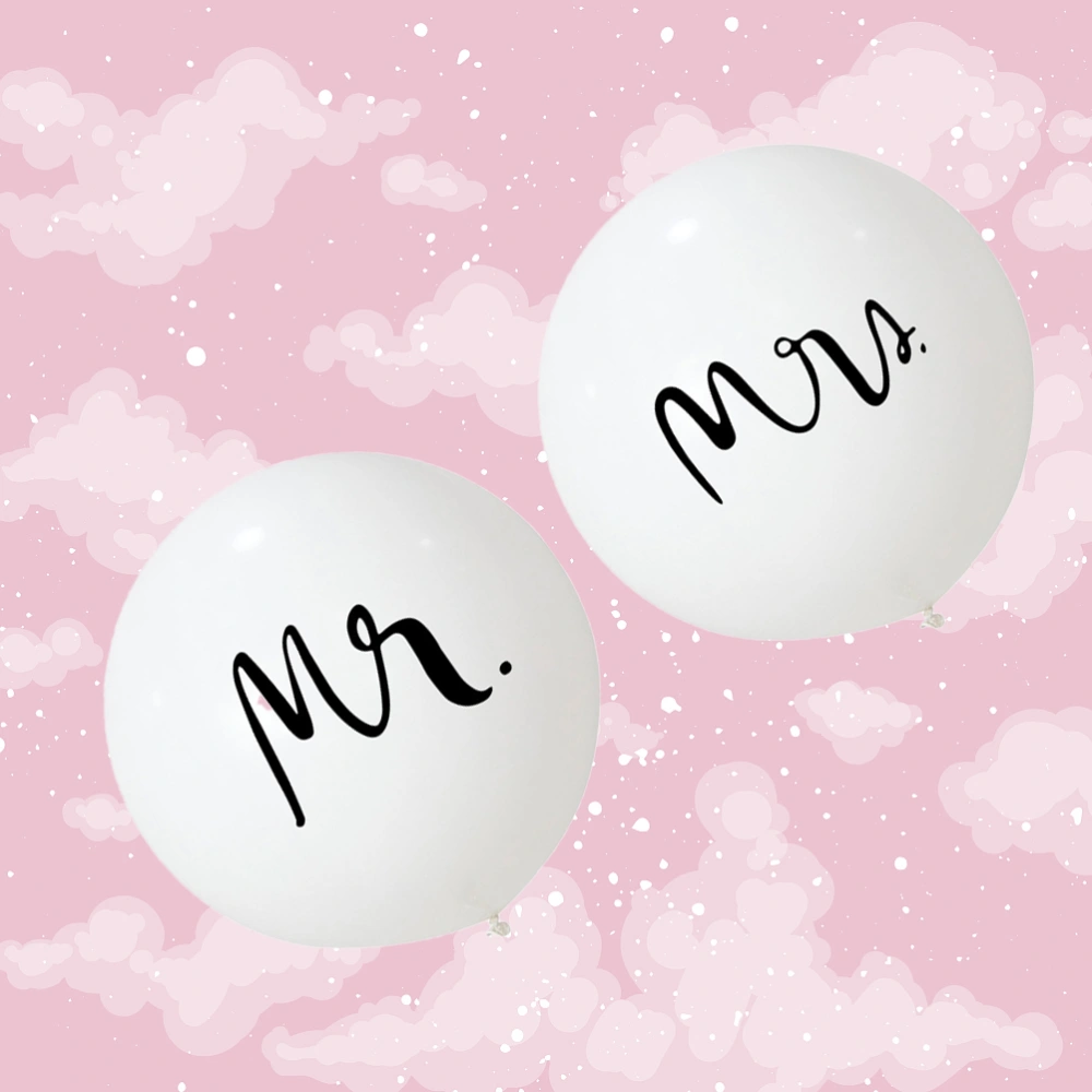 2pcs 36 Inches MR MRS Balloons Beautiful Latex Balloons Decoration for Wedding Valentine's Day