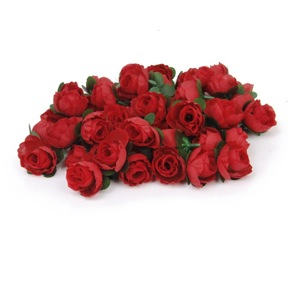 50pcs 3cm Artificial Roses Flower Heads Wedding Decoration (Red)