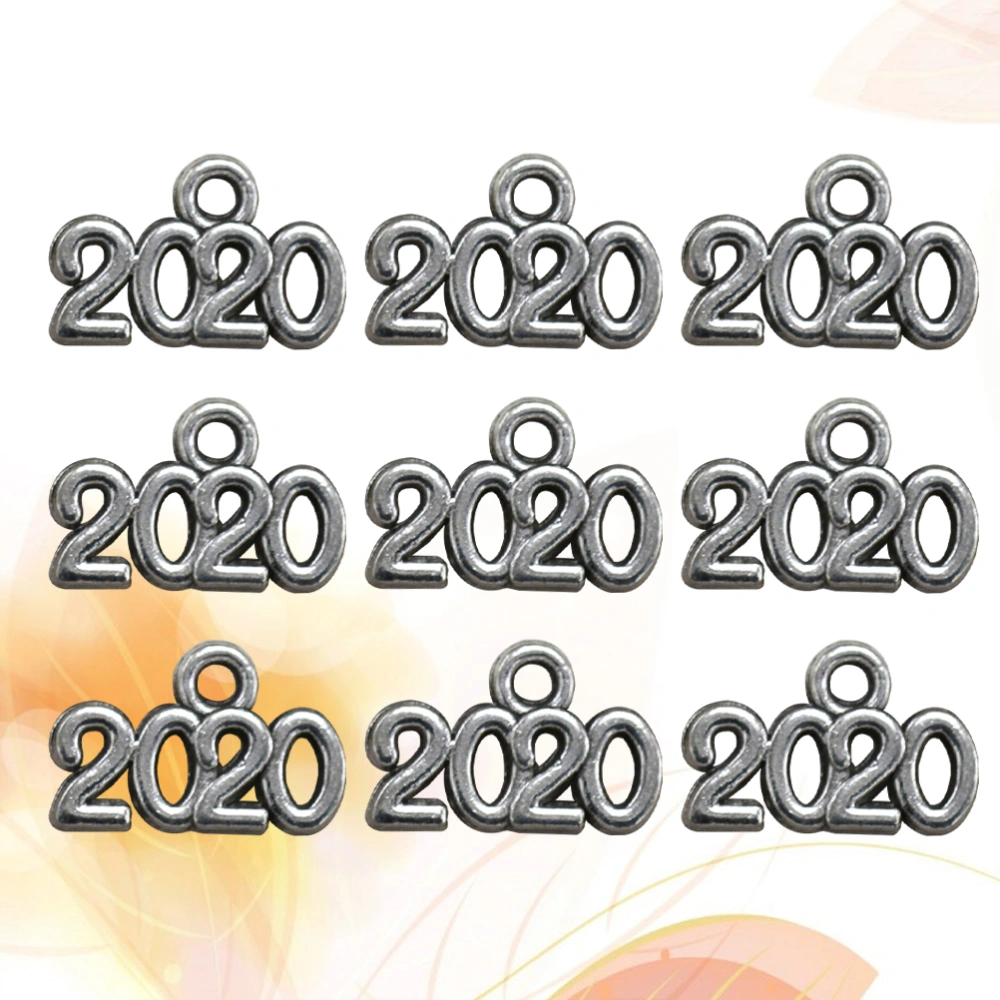 50pcs Alloy Number 2020 Pendant Charms DIY Jewelry Making Accessories for Necklace Bracelet Hair Accessories Silver