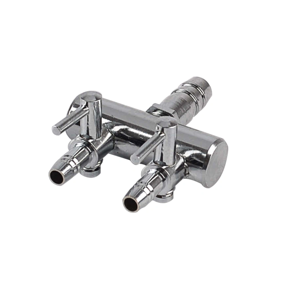 2 Ways 8 to 4MM Stainless Steel Aquarium Outlet Inline Air Pump Flow Lever Control Manifold Splitter Switch Tap Oxygen Tube Distributor Silver