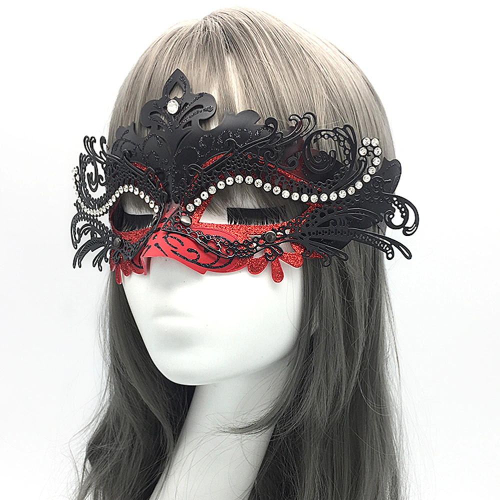 Fancy Crystal Mask Half Face Mask Sexy Mask Cosplay Costume Accessory for Women Halloween Carnival Masquerade (Red)