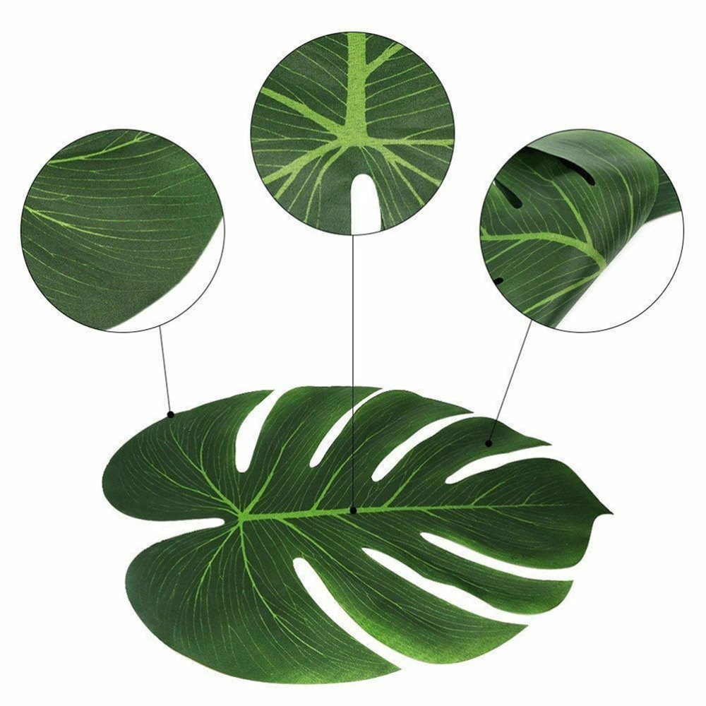 48pcs Fresh Simulation Monstera Leaves Artificial Plants Home Adornment Party Supplies (Green, 6 Inch Small Size)