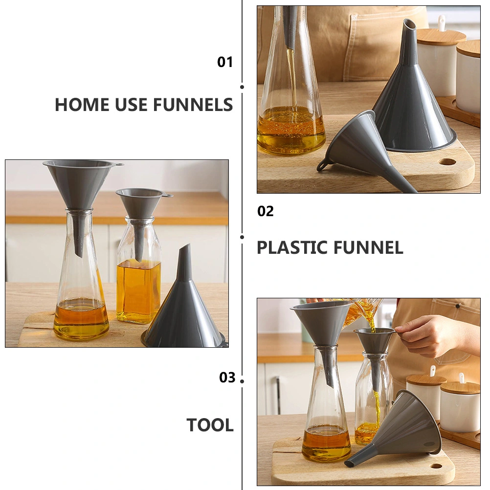 1 Set 3Pcs Household Filtering Funnels Soy Sauce Transferring Funnels (Grey)