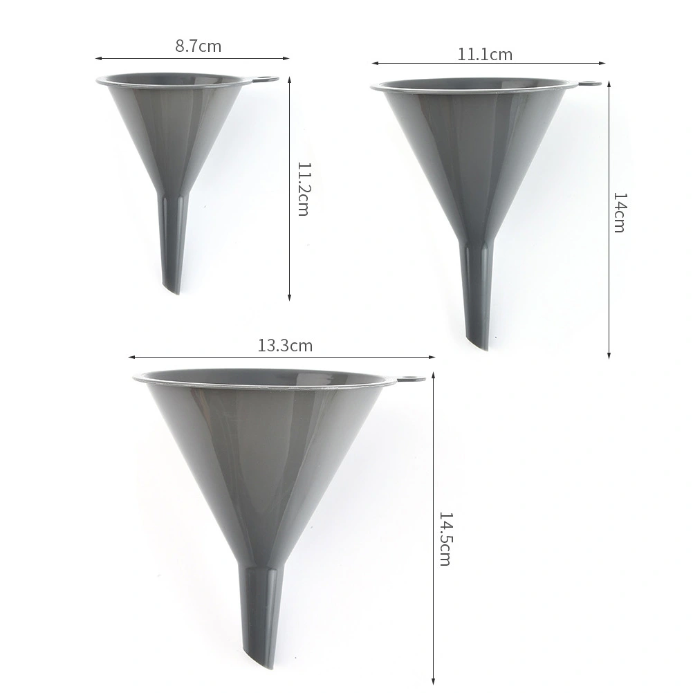 1 Set 3Pcs Household Filtering Funnels Soy Sauce Transferring Funnels (Grey)
