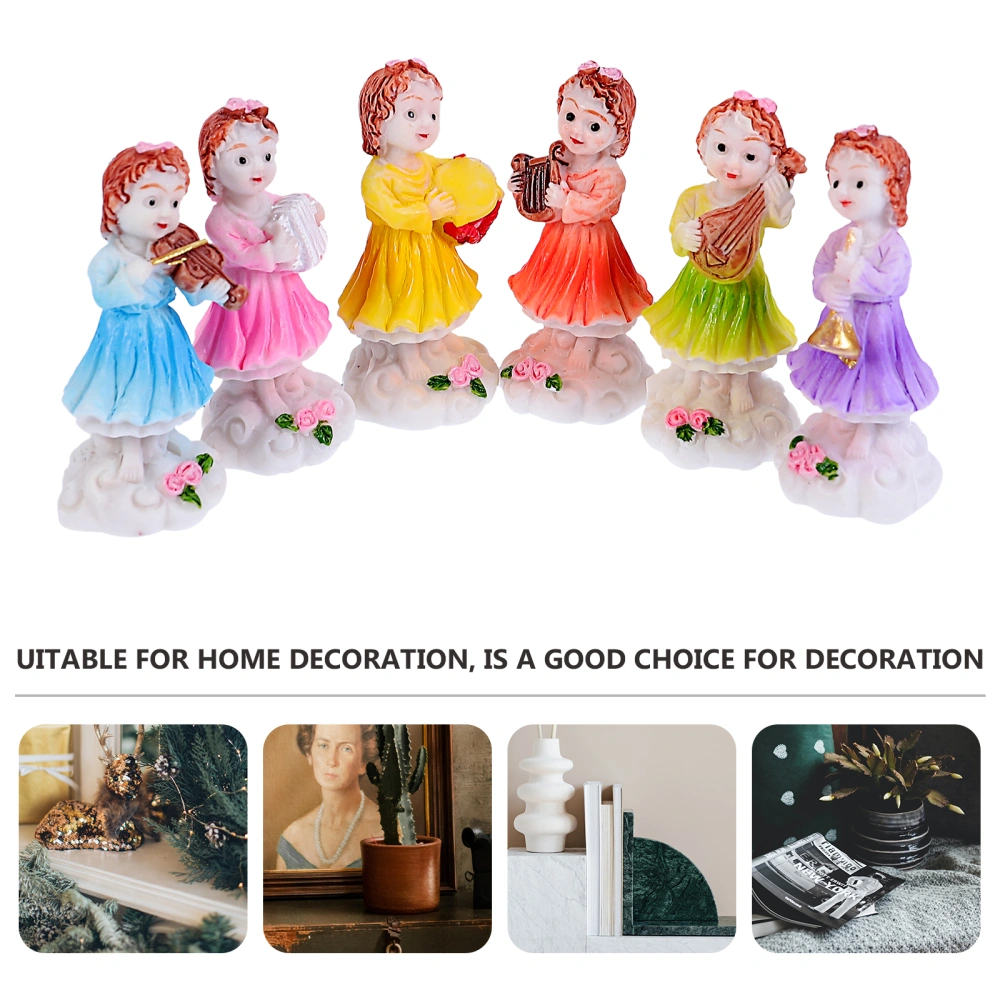 6pcs Miniature Elf Fairy Figure Microlandscape Adornment  (Assorted Color)