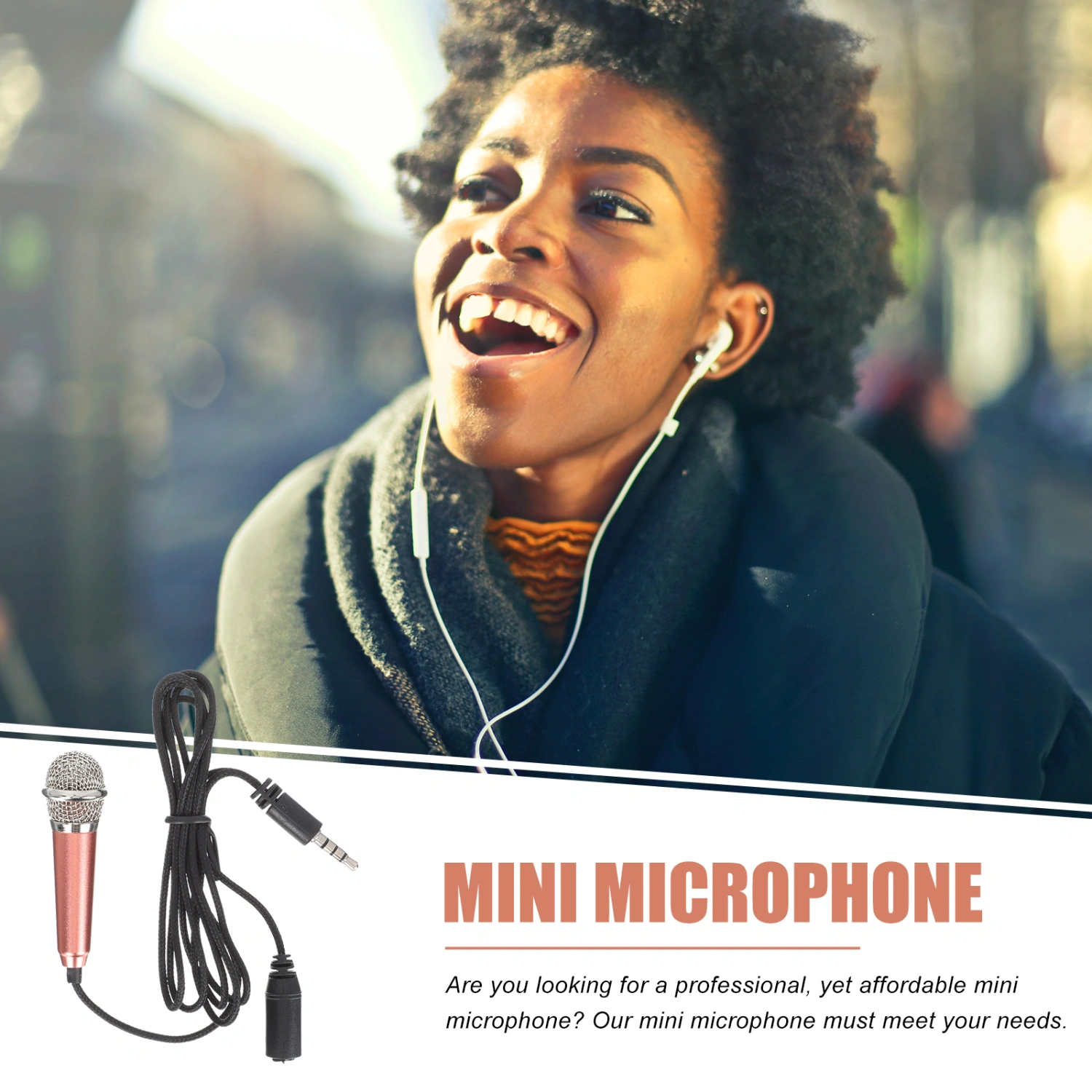 2Pcs Phone Microphones Mini Earphones Portable Microphones for Recording