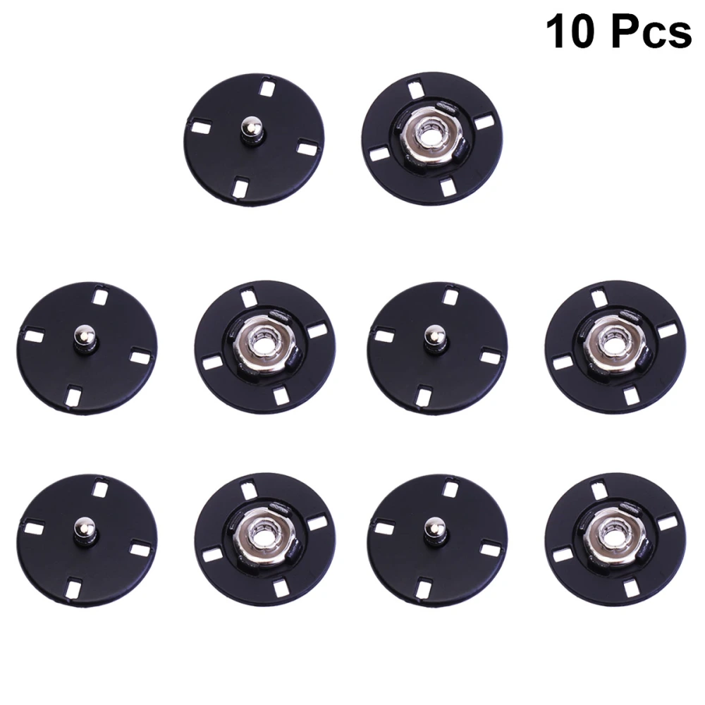 10pcs Alloy Button Metal Hands Sew Buttons Coat Buckle Flat Buttons for Clothes (Black)