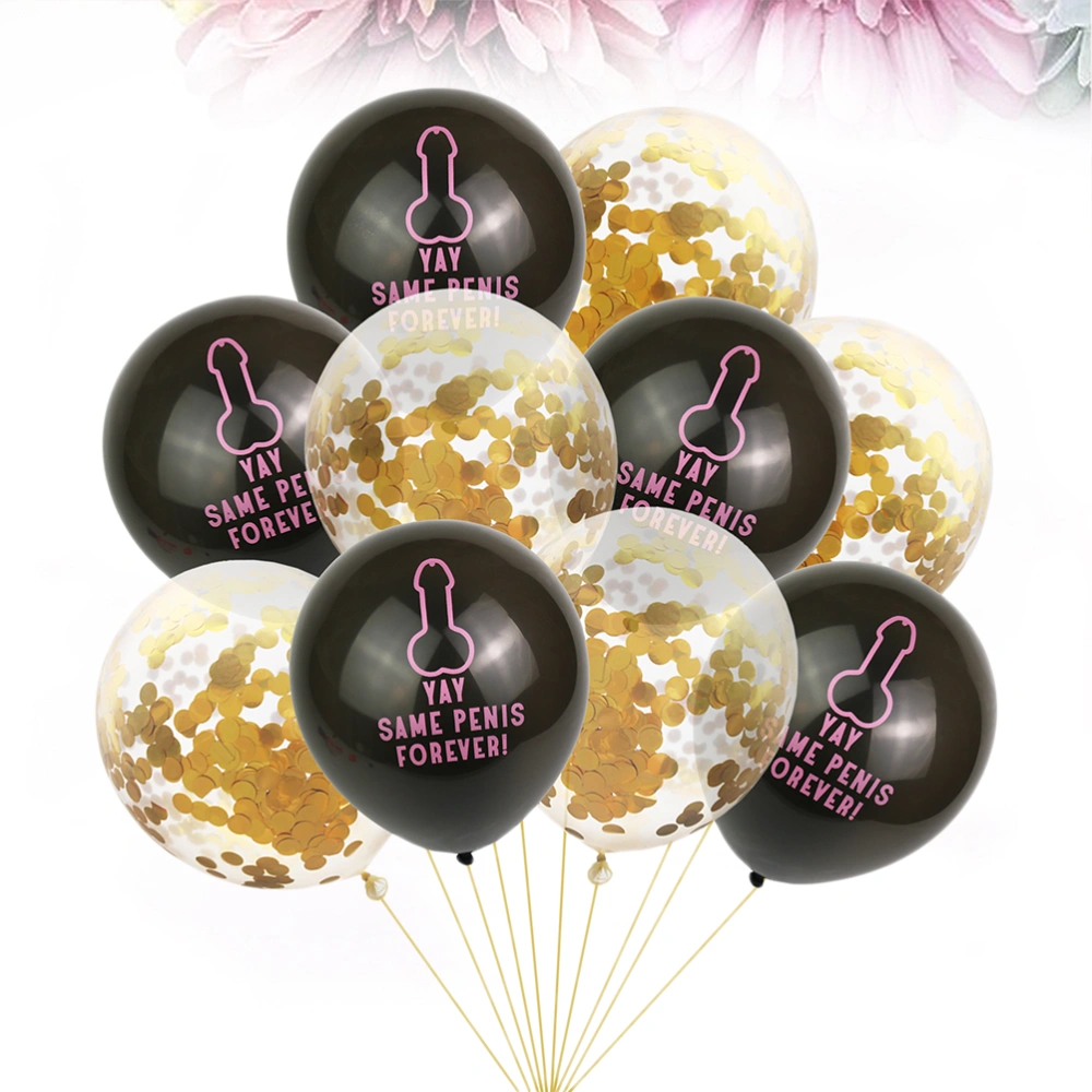 10 Pcs Yay Same Penis Forever and Penis Printed Balloons Single Party Balloon Set Letters and Golden Confetti Balloons for Bachelorette Hen Party