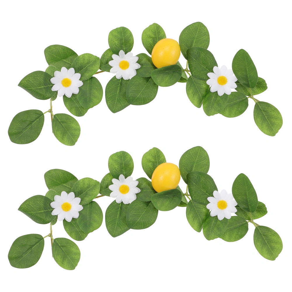 2pcs Artificial Garland Fake Leaves Lemon Garland Fake Vine for Home Wedding Party Decor