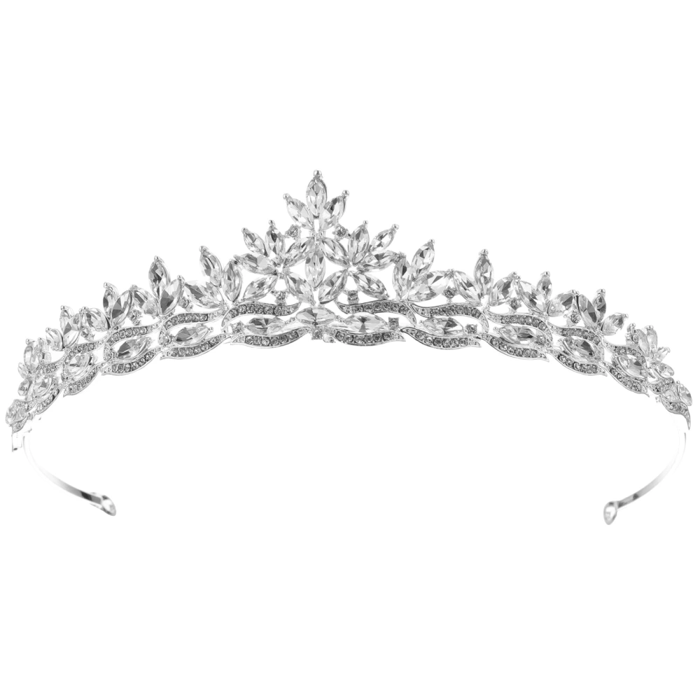 Sparkly Rhinestone Studded Crown Wedding Tiara Decor Rhinestone Hair Jewelry