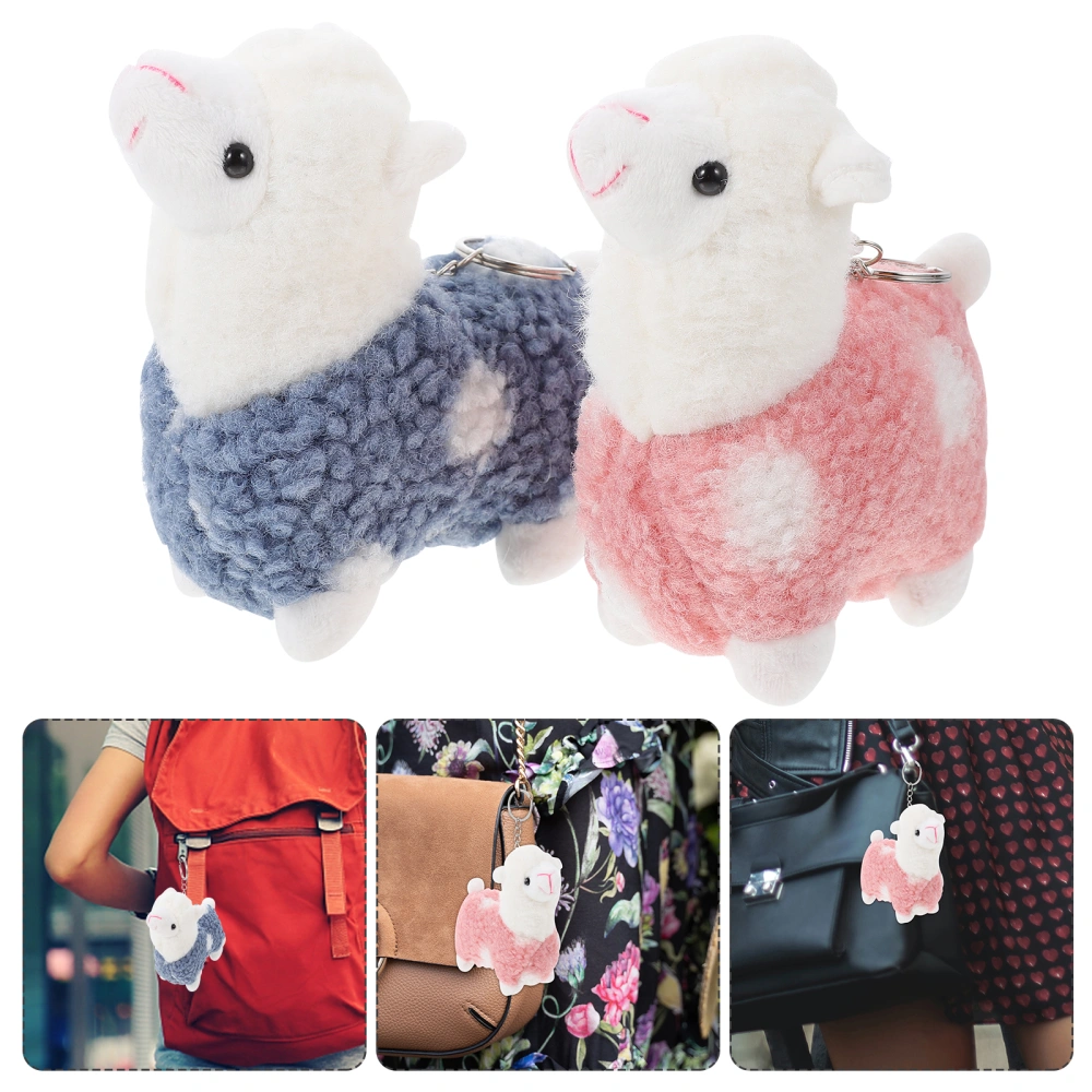 2Pcs Alpaca Doll Design Key Rings Decorative Key Chains DIY Bag Hanging Pendants