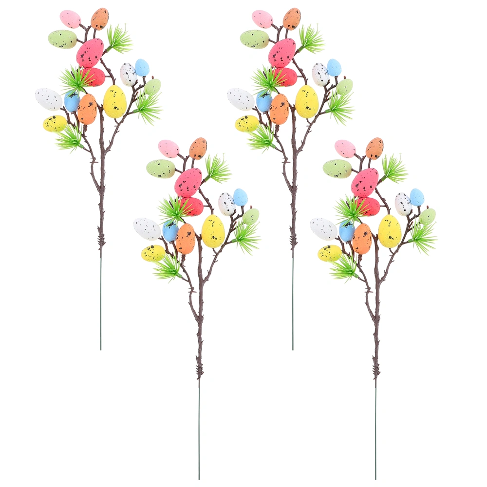 4Pcs Easter Egg Tree Branch Ornaments DIY Eggs Bouquet Party Photo Props