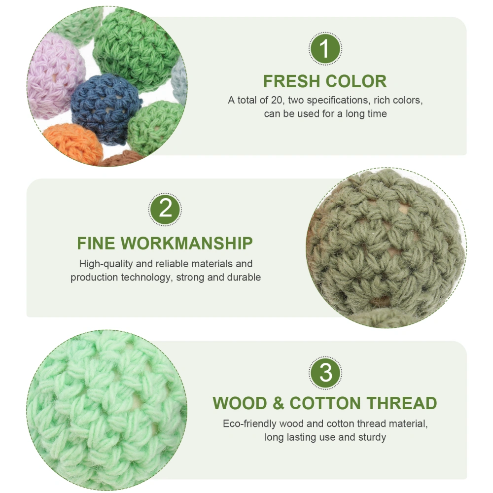 20PCS DIY Crochet Knitting Bead Cotton Thread Ball DIY Decor Material(16MM 20MM)