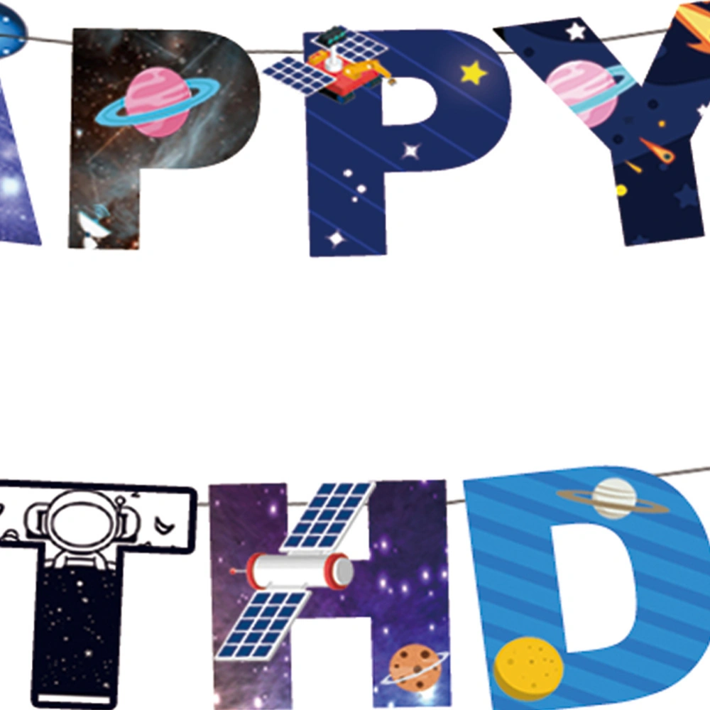 Universe Space Theme Bunting Banner Hanging Garland  Birthday Party Decoration Supplies