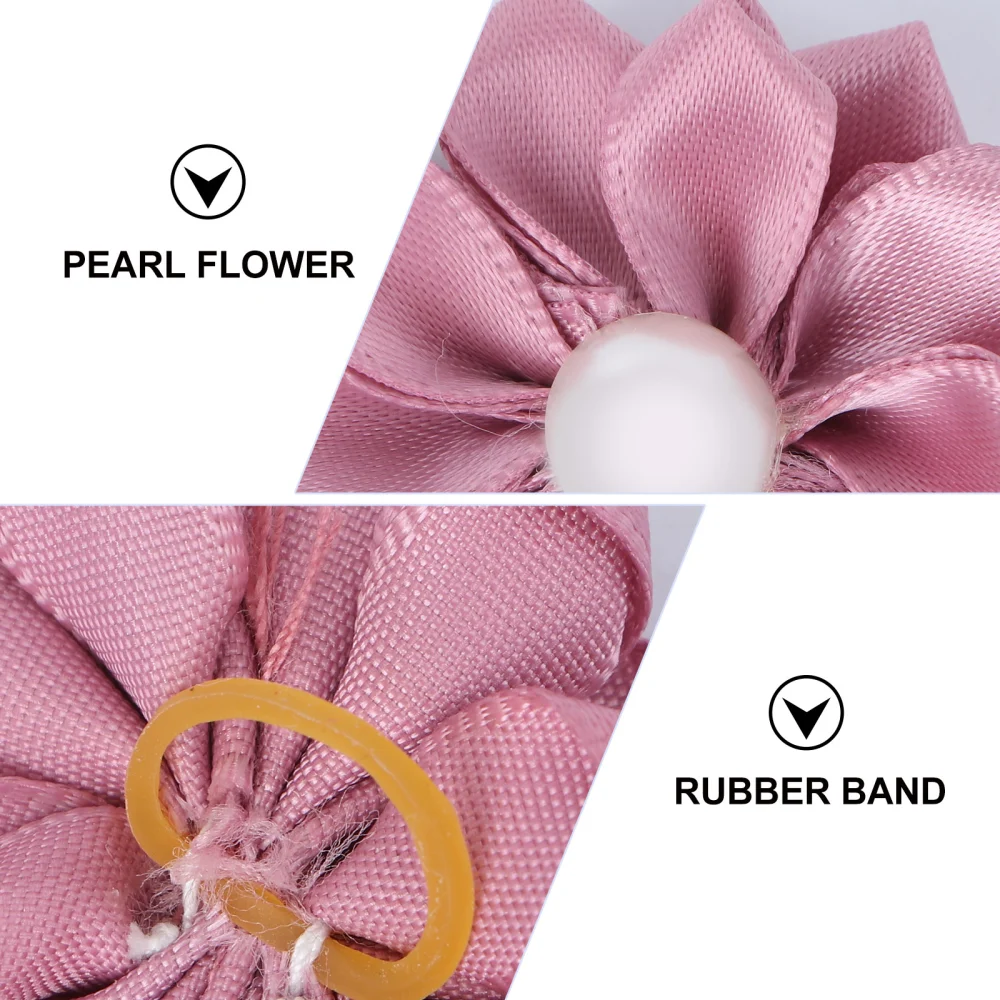 40pcs Beautiful Flower Pet Headdress Petal Pearl Dog Hairpin Creative Pet Hair Tie (Mixed Color)