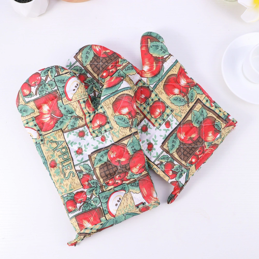 2pcs Kitchen Heat Insulation Anti-scald Gloves Heat Resistant Cooking Baking Glove Microwave Oven Gloves (Random Pattern)