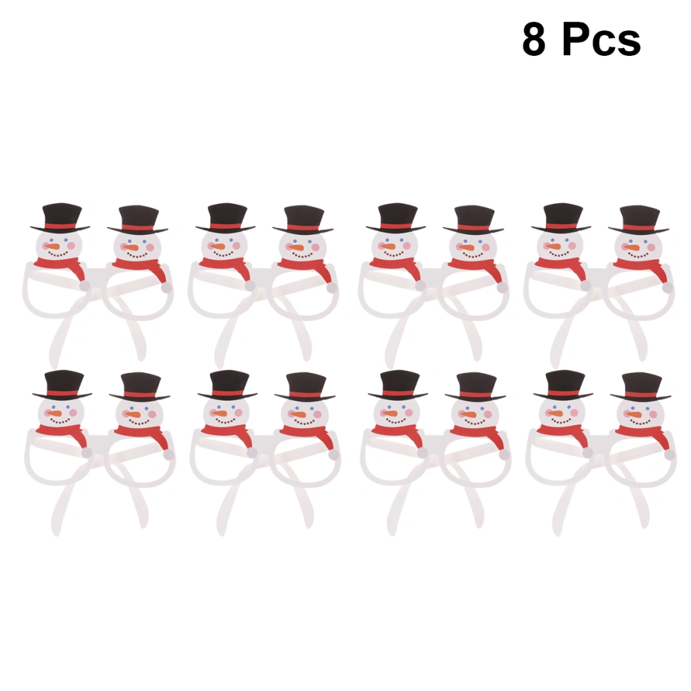 8 Pcs Xmas Paper Eyewear Festive Snowman with Black Hat Patterned Eyeglass Xmas Party New Year Party Glasses Photo Props