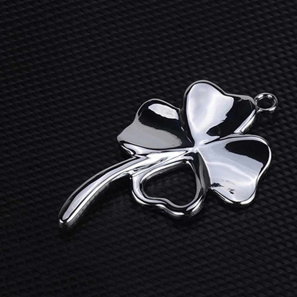 Alloy Four Leaf Clover Car Pendant Mirror Surface Hanging Charm Ornament for Automobile Decoration