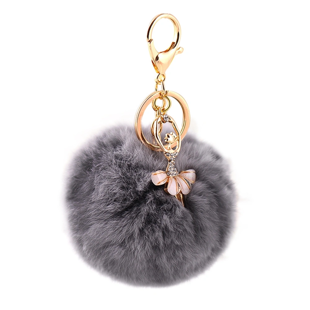 Fake Rabbit Fur Ball KeyChain Ballet Angel Girl Key Rings for Women Key Car