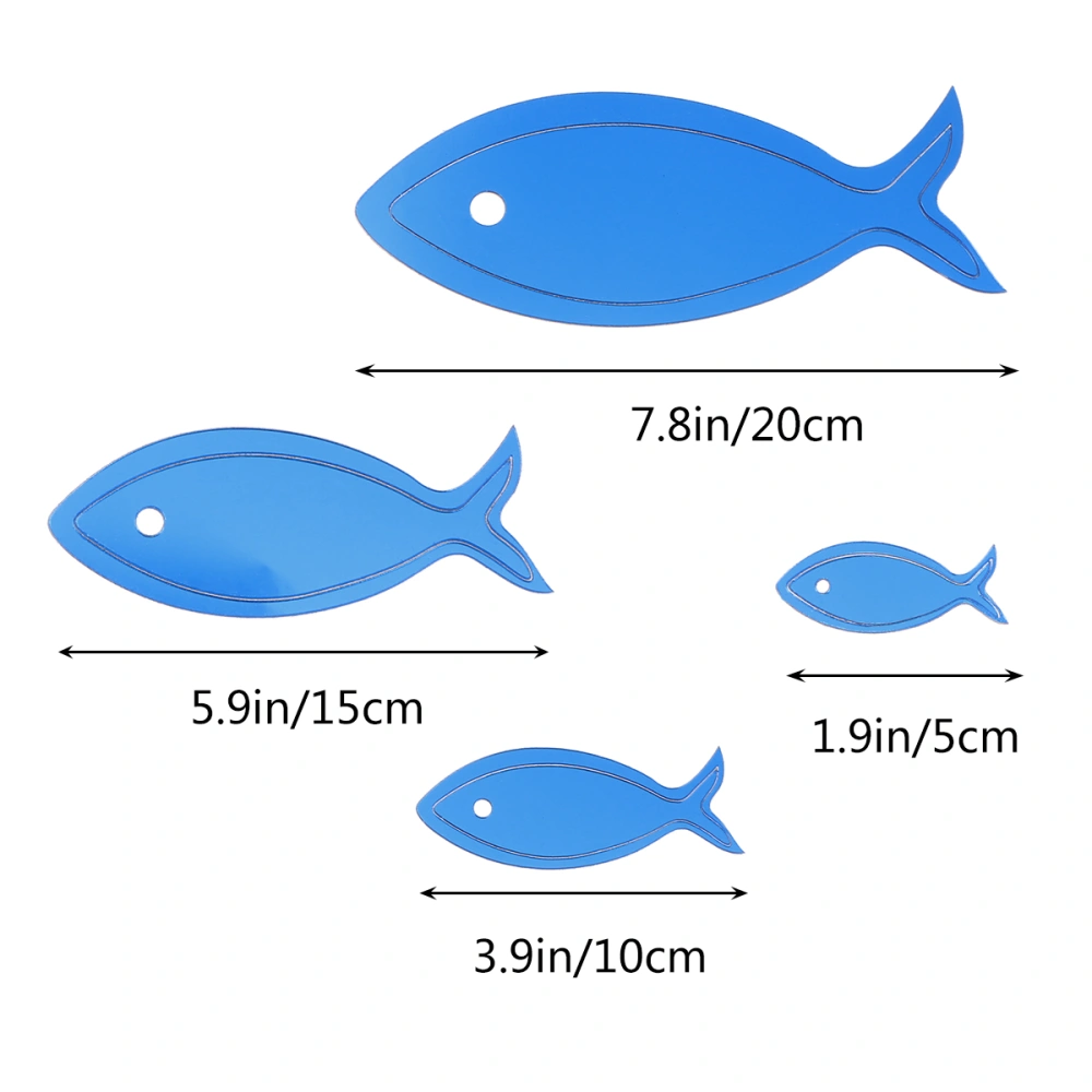 3D Fish Acrylic Mirrored Decorative Sticker Wall Art Mirror Decorative Wall Sticker (Blue)