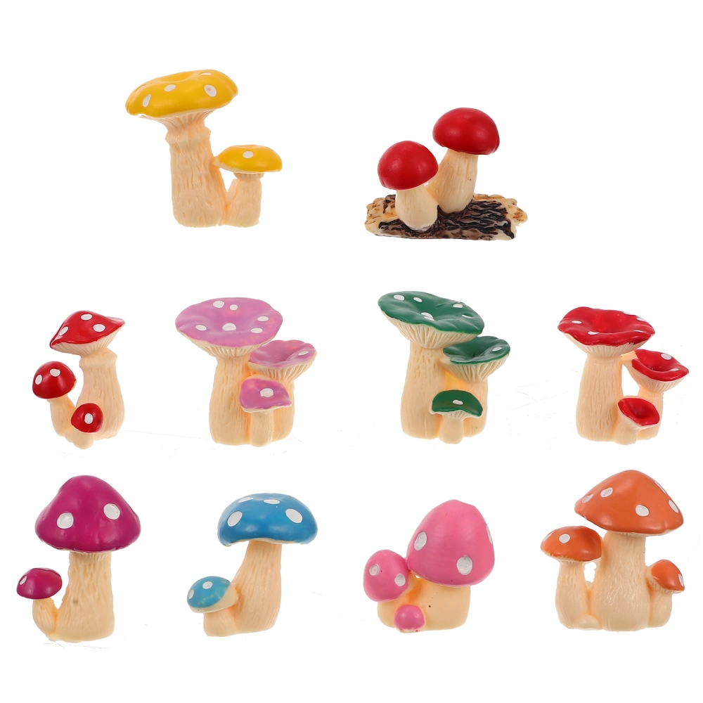 10pcs Garden Fake Mushroom Ornament Miniature Mushroom Figurines for DIY Decor