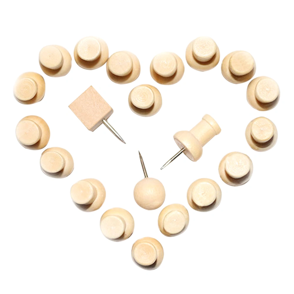 80 Pieces Wood Push DIY I-Shape Wooden Thumb Tacks Decorative for Cork Boards Map Photos Posters Calendar Craft Projects