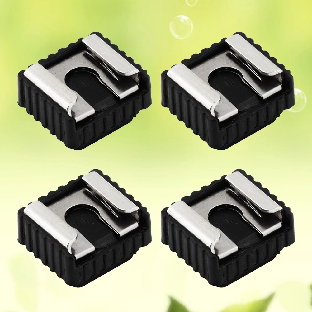 4PCS Lamp Holder Flash Adapter Lamp Base Hot Shoe Adapter Socket Fittings(Black)