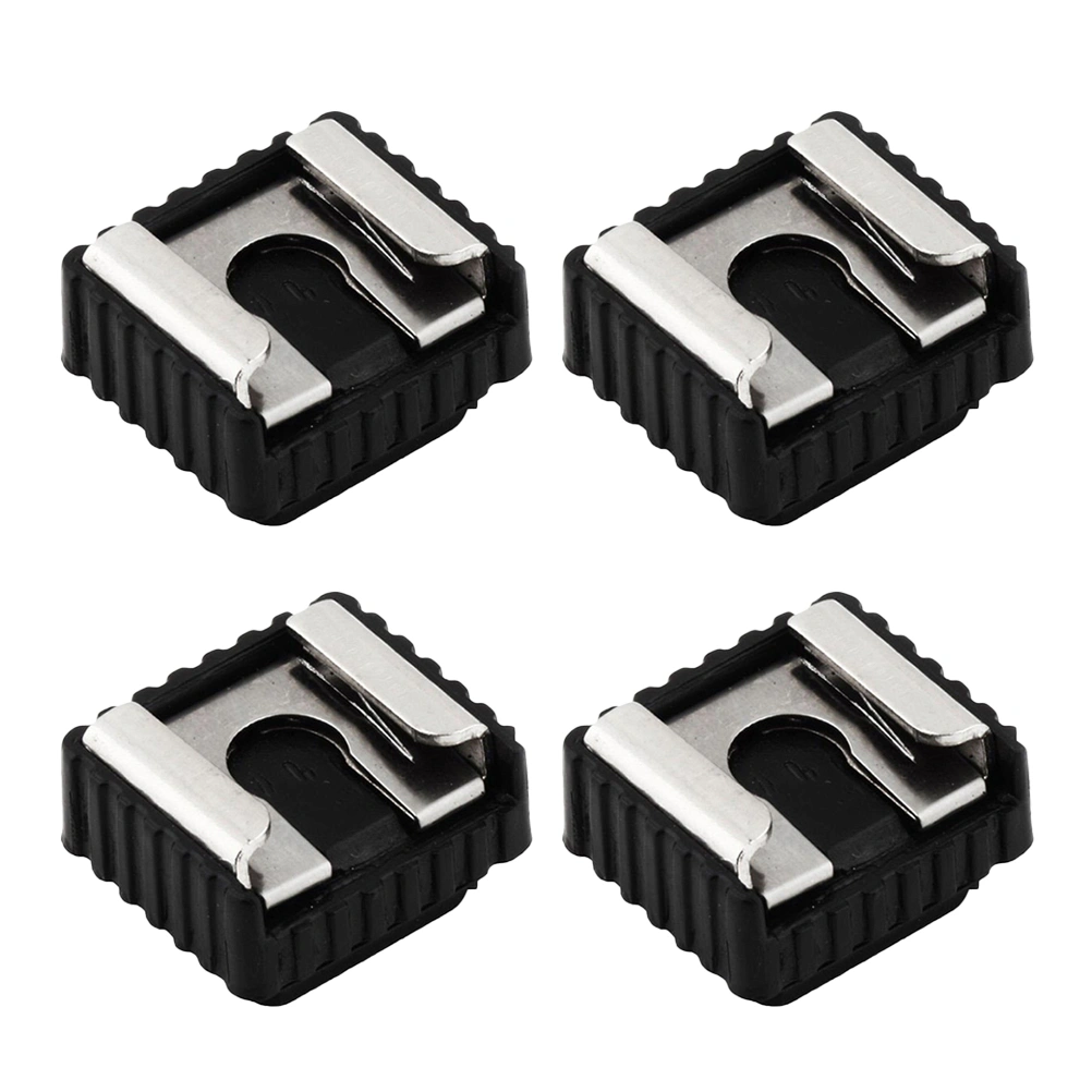 4PCS Lamp Holder Flash Adapter Lamp Base Hot Shoe Adapter Socket Fittings(Black)