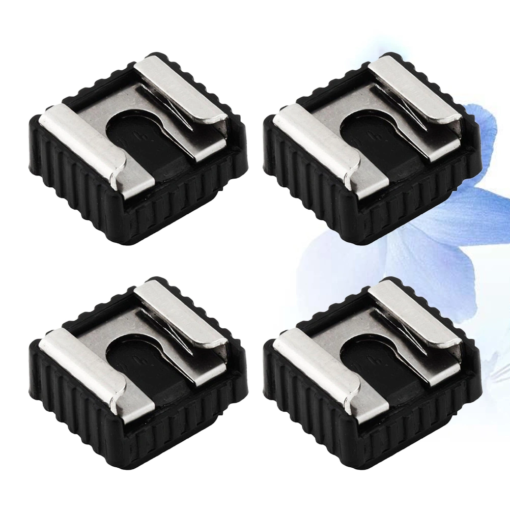 4PCS Lamp Holder Flash Adapter Lamp Base Hot Shoe Adapter Socket Fittings(Black)