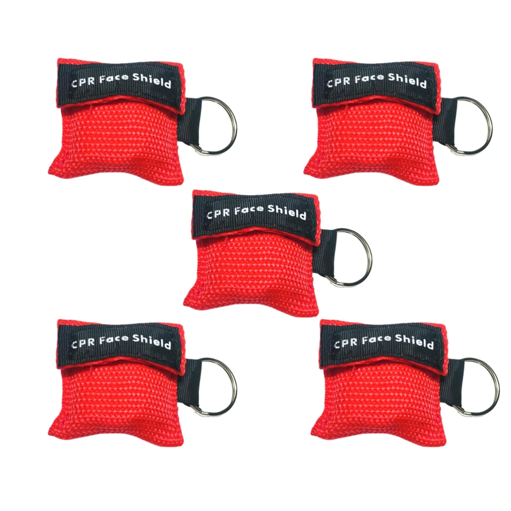 5 PCS CPR First Aid Masks One-way Keychain Kits Portable Emergency Kits (Red)