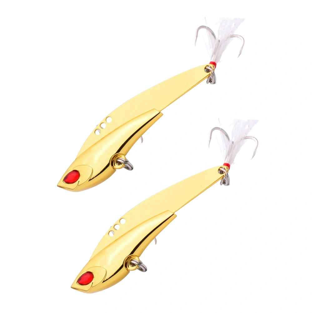 2PCS Metal Sequins Fishing Baits Hard Lures Fishing Lures for Outdoor Fishing Trip Holiday (Golden, 23G)