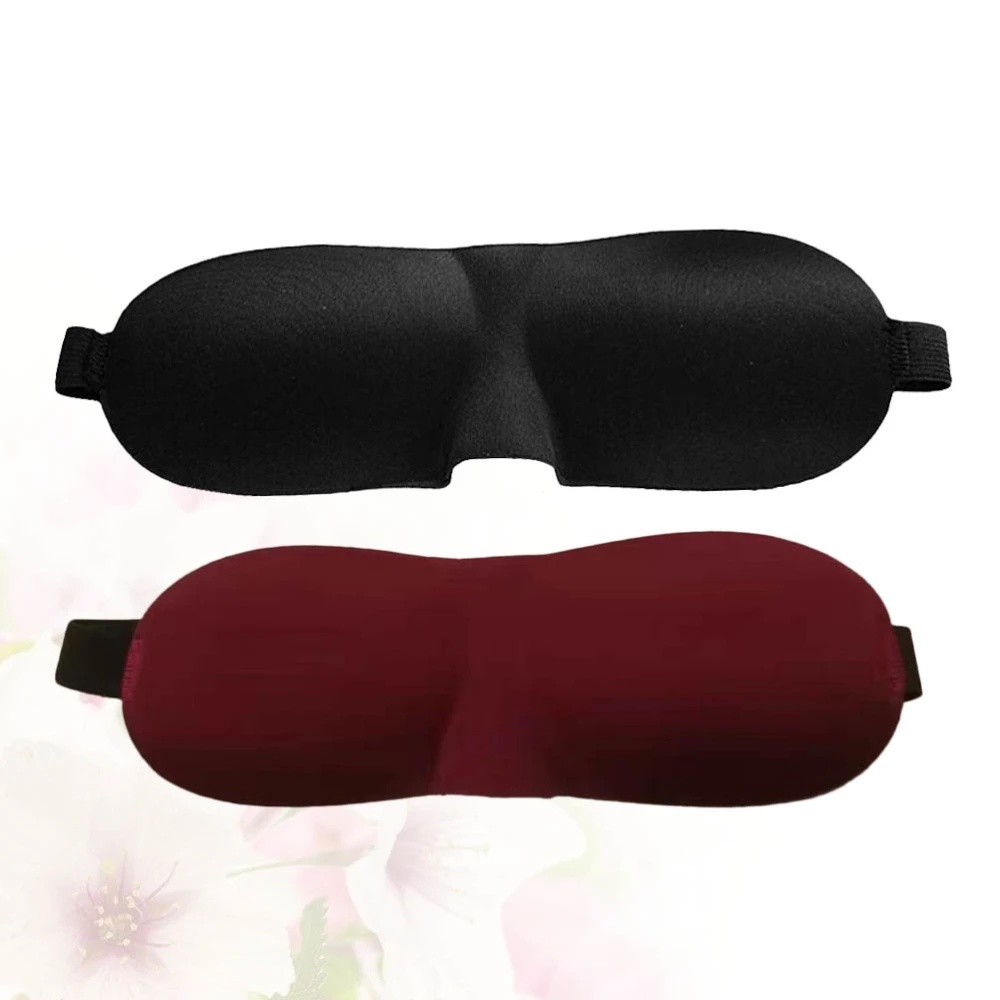 2 Pcs Sleep Mask Lightweight Comfortable Super Adjustable 3D Contoured Eye Masks Night Blindfold Eyeshade for Sleeping Travel Work Naps (Red Wine and Black)