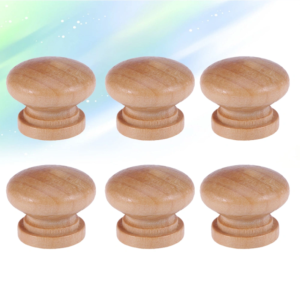 6pcs Mushroom Shape Cabinet Handle Wooden Handle Single Holes Drawer Handle for Home