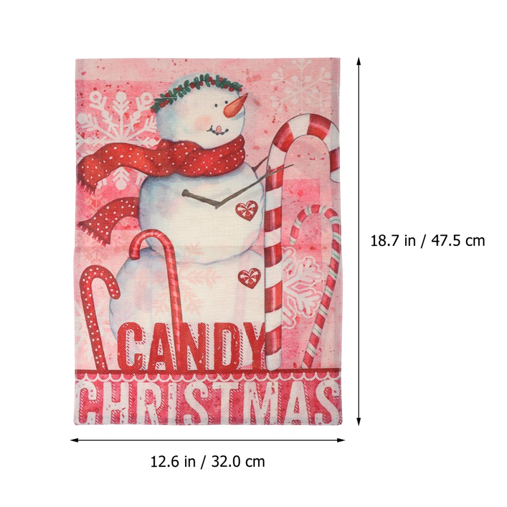 Christmas Garden Flag Linen Double-sided Printing Banner Flag Festival Party Supplies for Home Garden Yard (Garland Snowman)