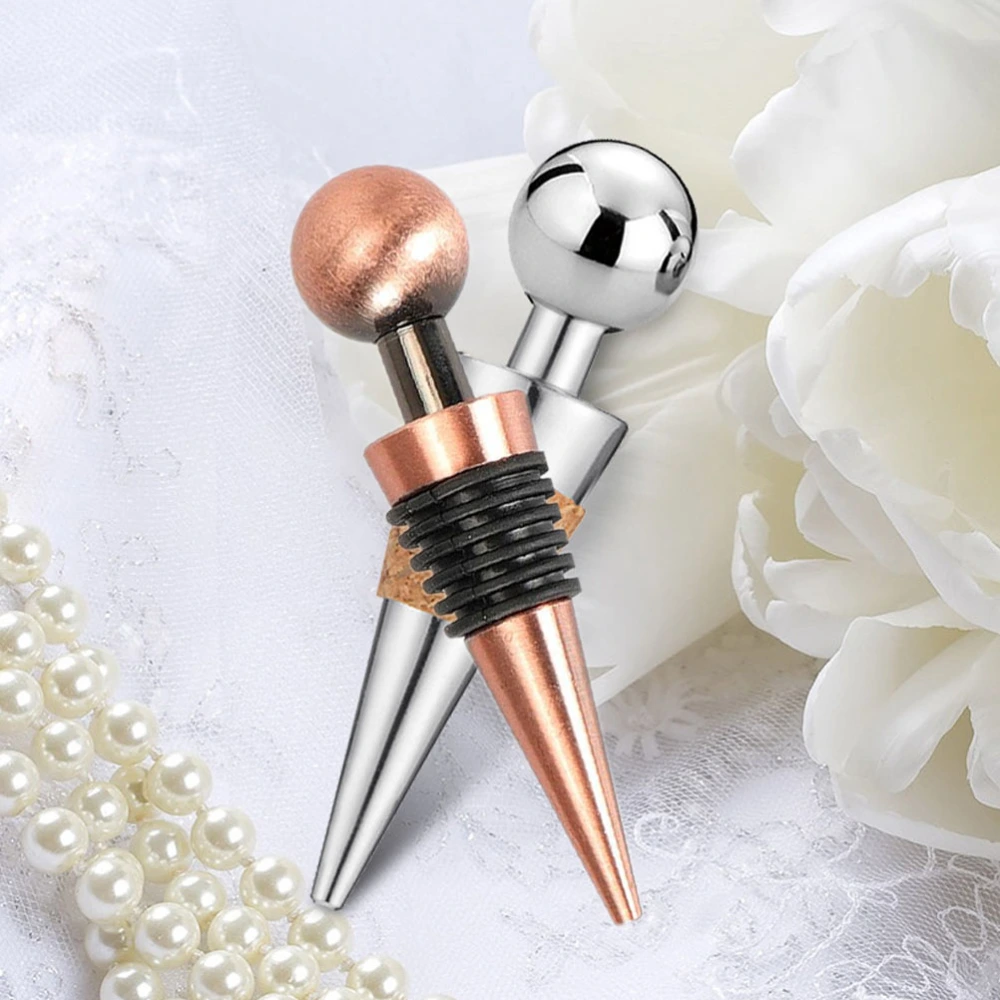 Stainless Steel Wine Bottle Stopper Silicone Metal Champagne Stopper Reusable Wine Preserver for Home Wedding Bronze