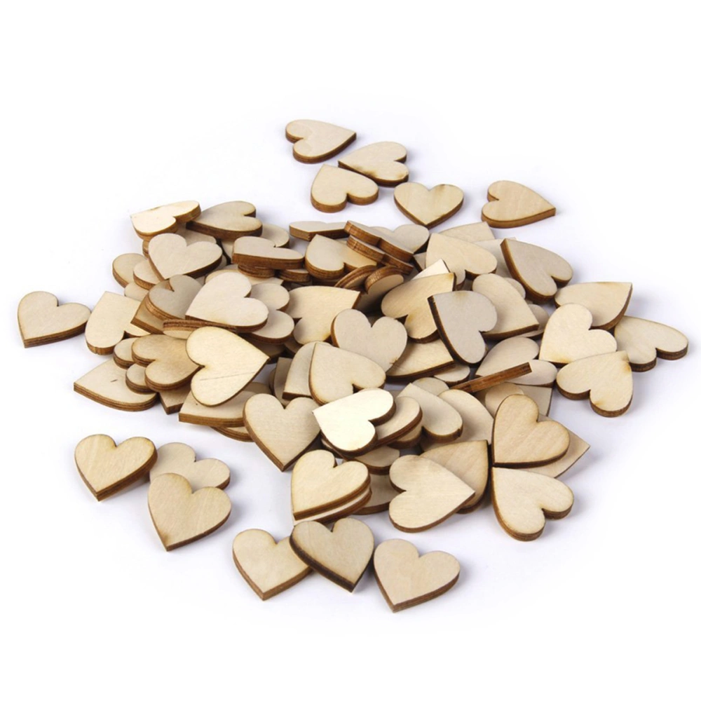 100pcs 20mm Blank Heart Wood Slices Discs for DIY Crafts Embellishments (Wood Color)