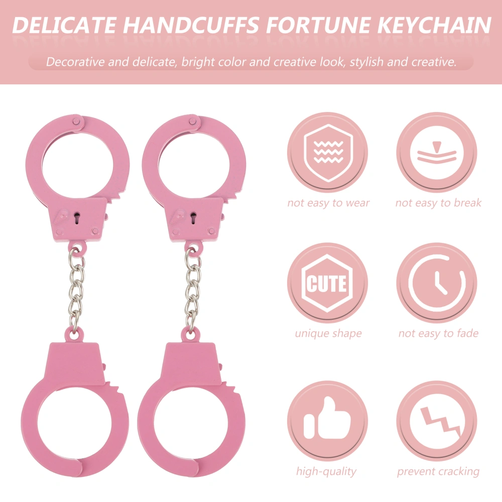 2pcs Pink Key Ring Simulation Handcuffs Keychain Metal Keyring Bag Ornament