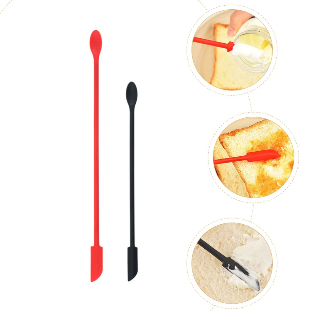 2pcs Double-sided Cream Spatulas Portable Baking Spatulas Silicone Jam Scrapers