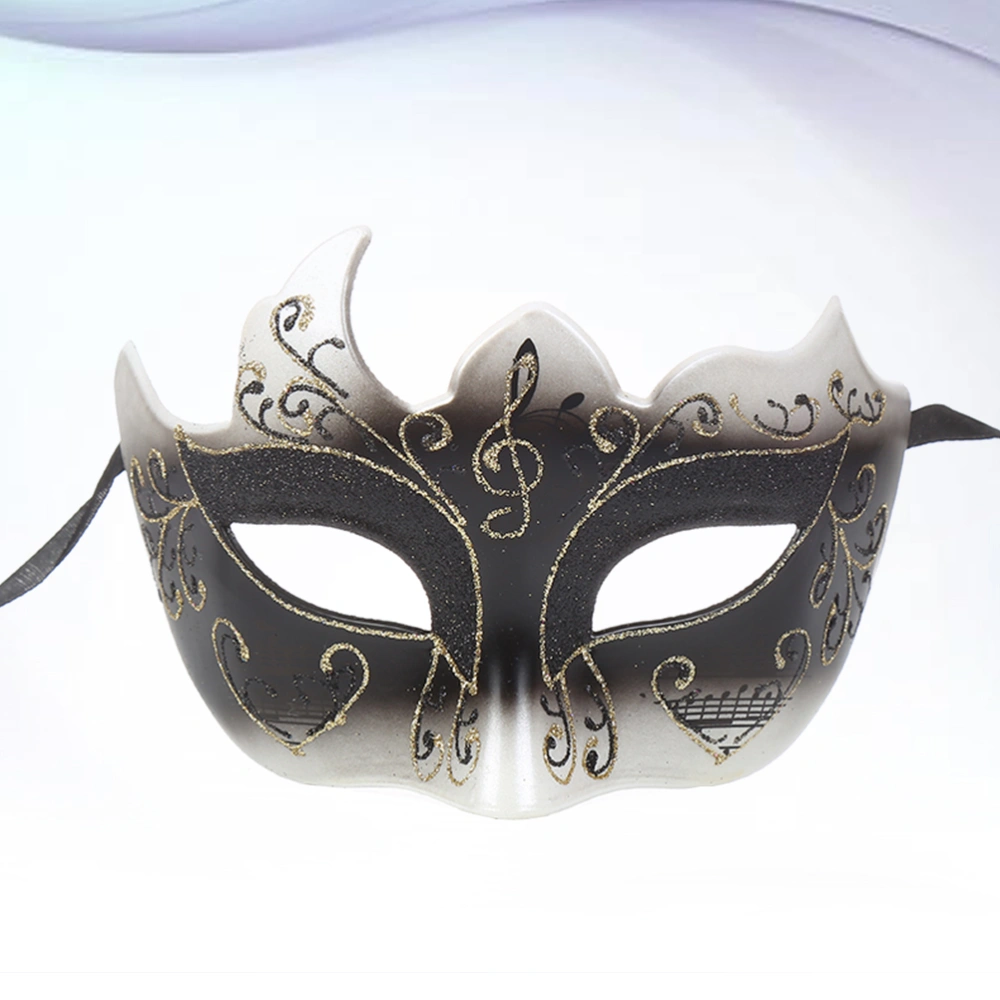 New Venetian Mask Kids Makeup Party Mask Fashion Half Face Masquerade Mask Halloween Theme Party Cosplay Mask Dance Makeup Prop (Note, Black)