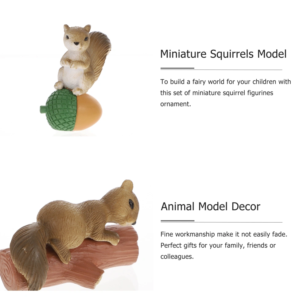 4pcs Miniature Squirrels Figurines Animals Models Landscape Garden Decoration