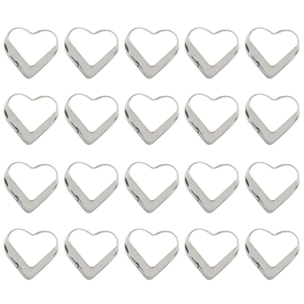 100PCS Alloy Spacer Bead Charms Heart Shape Large Hole Loose Beads Pendants for Jewelry Making Crafts DIY Necklaces Bracelets (Antique Silver)