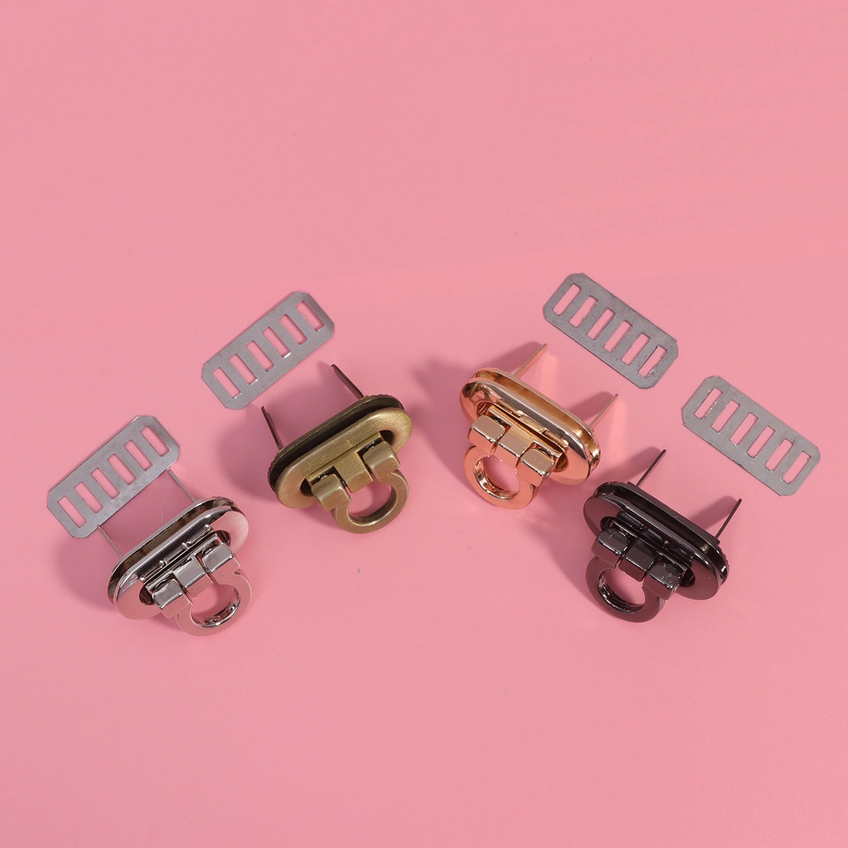 4pcs Practical Locks Metal Locks Purses Closure Lock Bags Accessory (Light Golden, Black, Silver, Rose Gold)