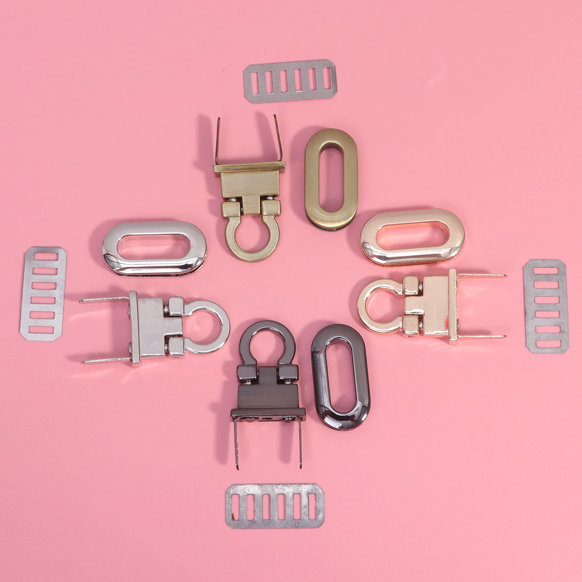 4pcs Practical Locks Metal Locks Purses Closure Lock Bags Accessory (Light Golden, Black, Silver, Rose Gold)