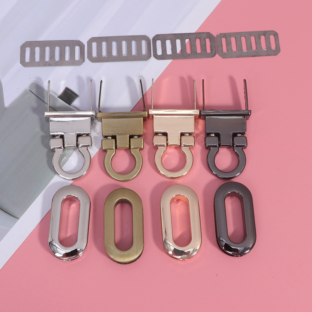 4pcs Practical Locks Metal Locks Purses Closure Lock Bags Accessory (Light Golden, Black, Silver, Rose Gold)