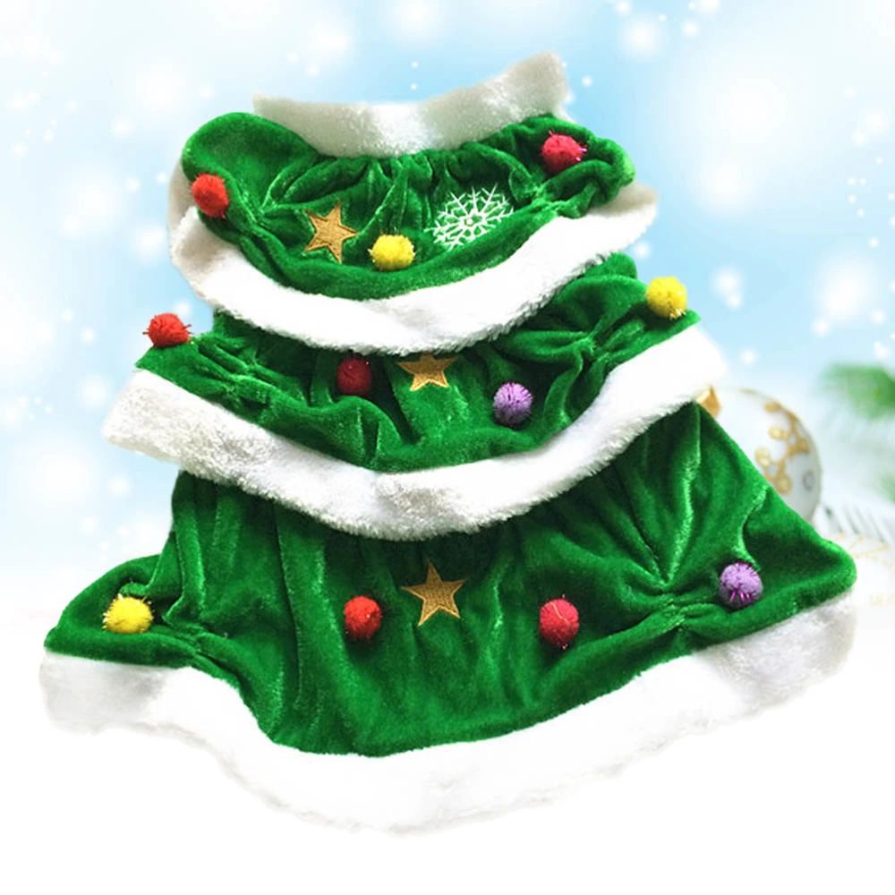 Christmas Tree Shaped Dog Costume Pet Winter Clothes Comfortable Warm Christmas Hoodie Dress for Party - Size S (Green)