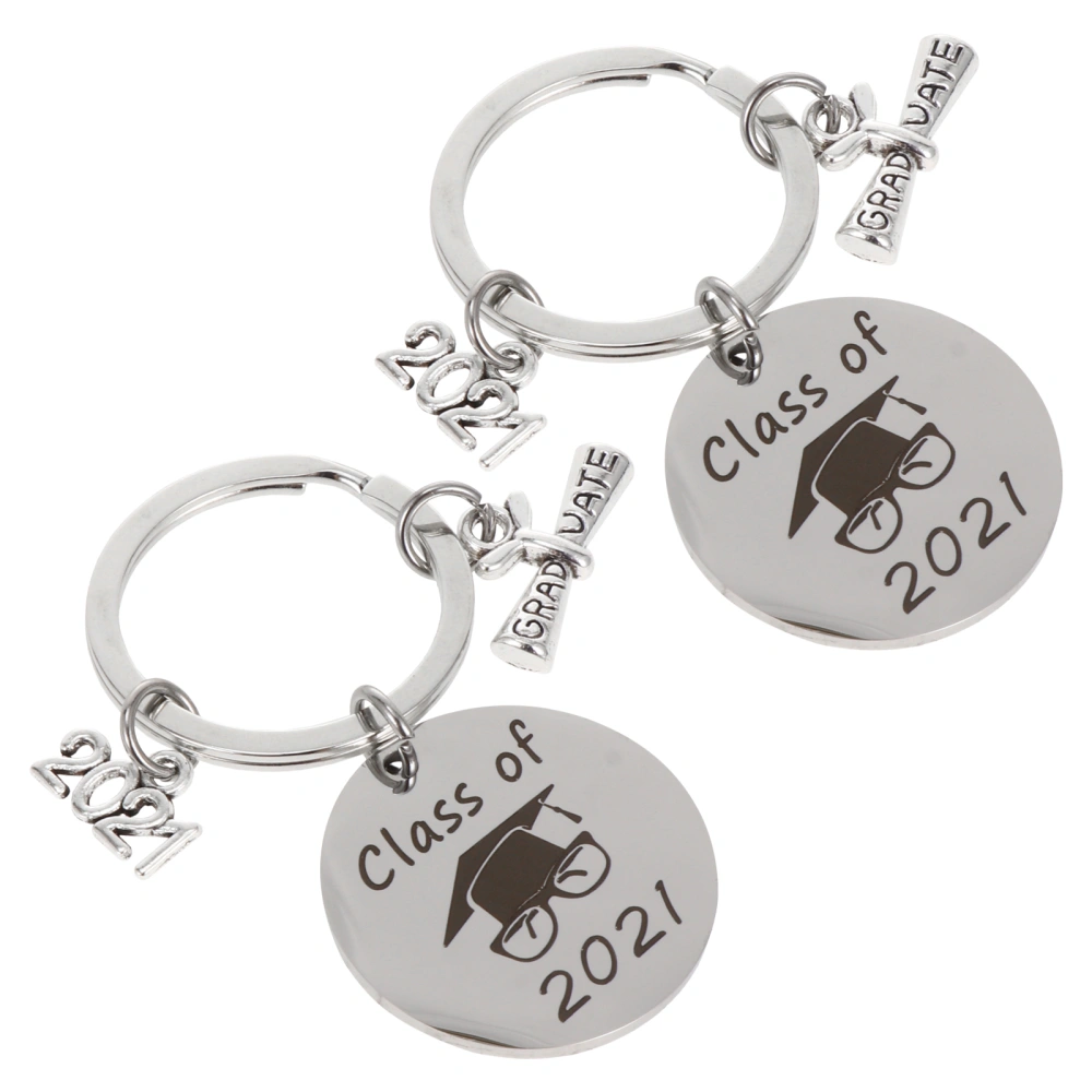 2pcs Graduation Theme Key Holders Exquisite Bag Pendants Graduation Souvenirs