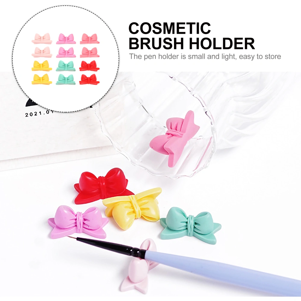 12Pcs Manicure Tools Lovely Cartoon Bowknot Penholders Tweezers Stands