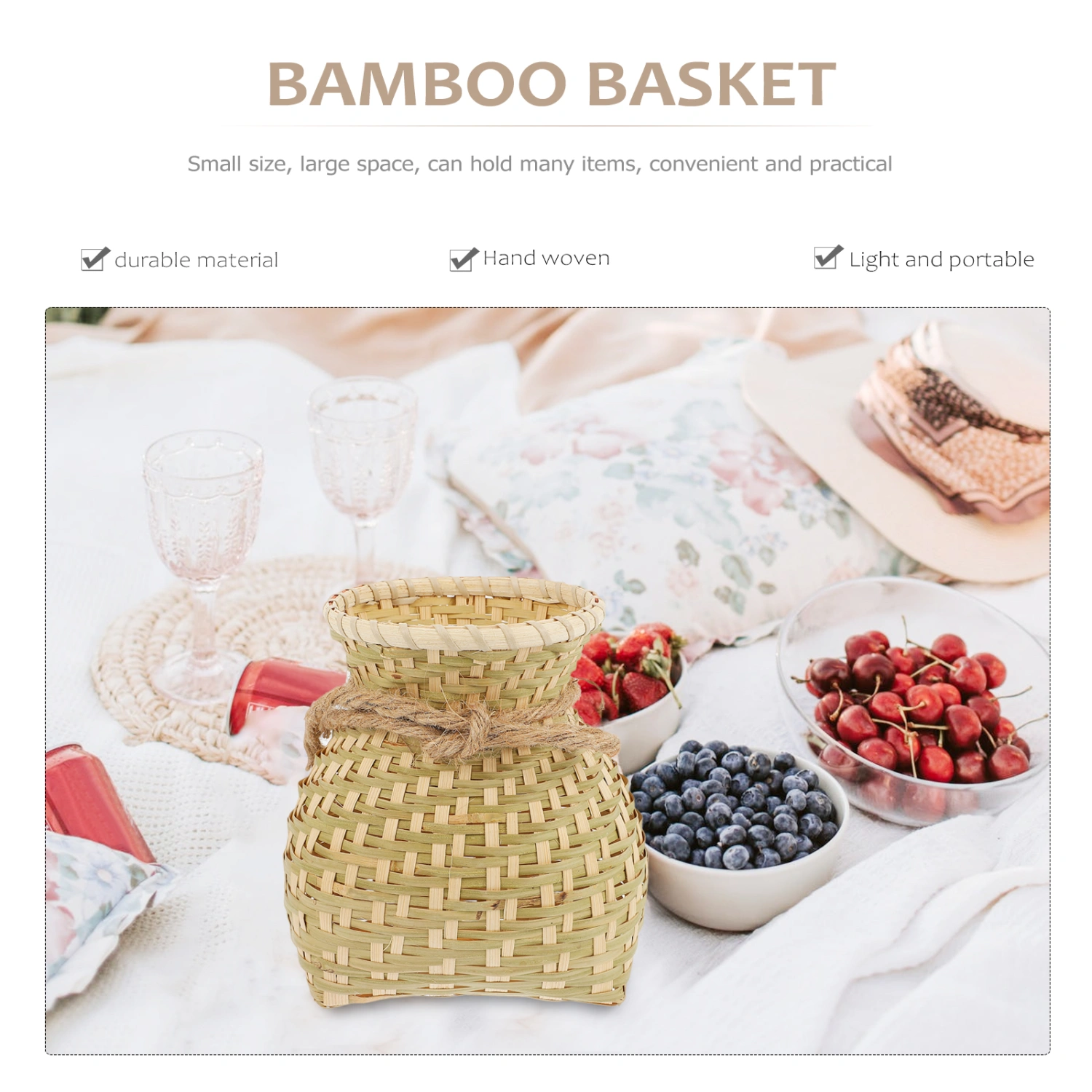 Handicraft Bamboo Storage Basket Sundries Storage Box Laundry Bamboo Basket